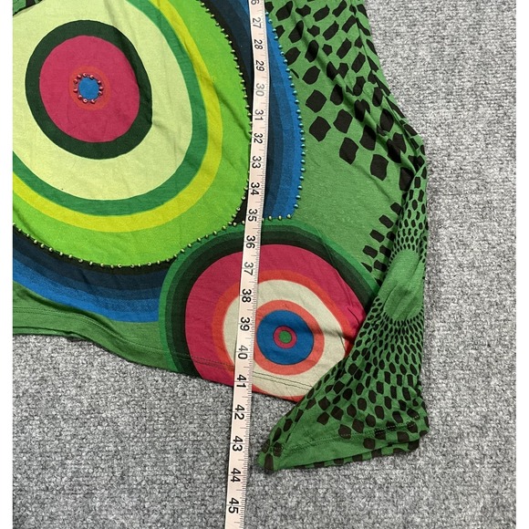 Desigual Tank Dress Size Large Assymetrical Hem Beaded Checkered Print Colorful - Picture 9 of 11